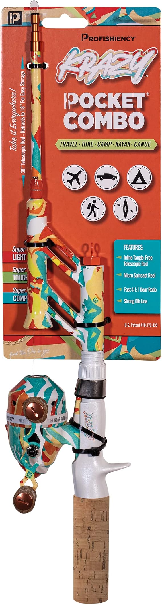 ProFISHiency Tangle-Free Pocket Combo Telescoping Fishing Pole | Adjustable Lightweight Rod & Reel, Pre-spooled 6-lb Fishing line