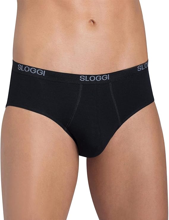 Sloggi Mens 2 Pack Basic Cotton Rich Midi Brief Black, Grey or White
