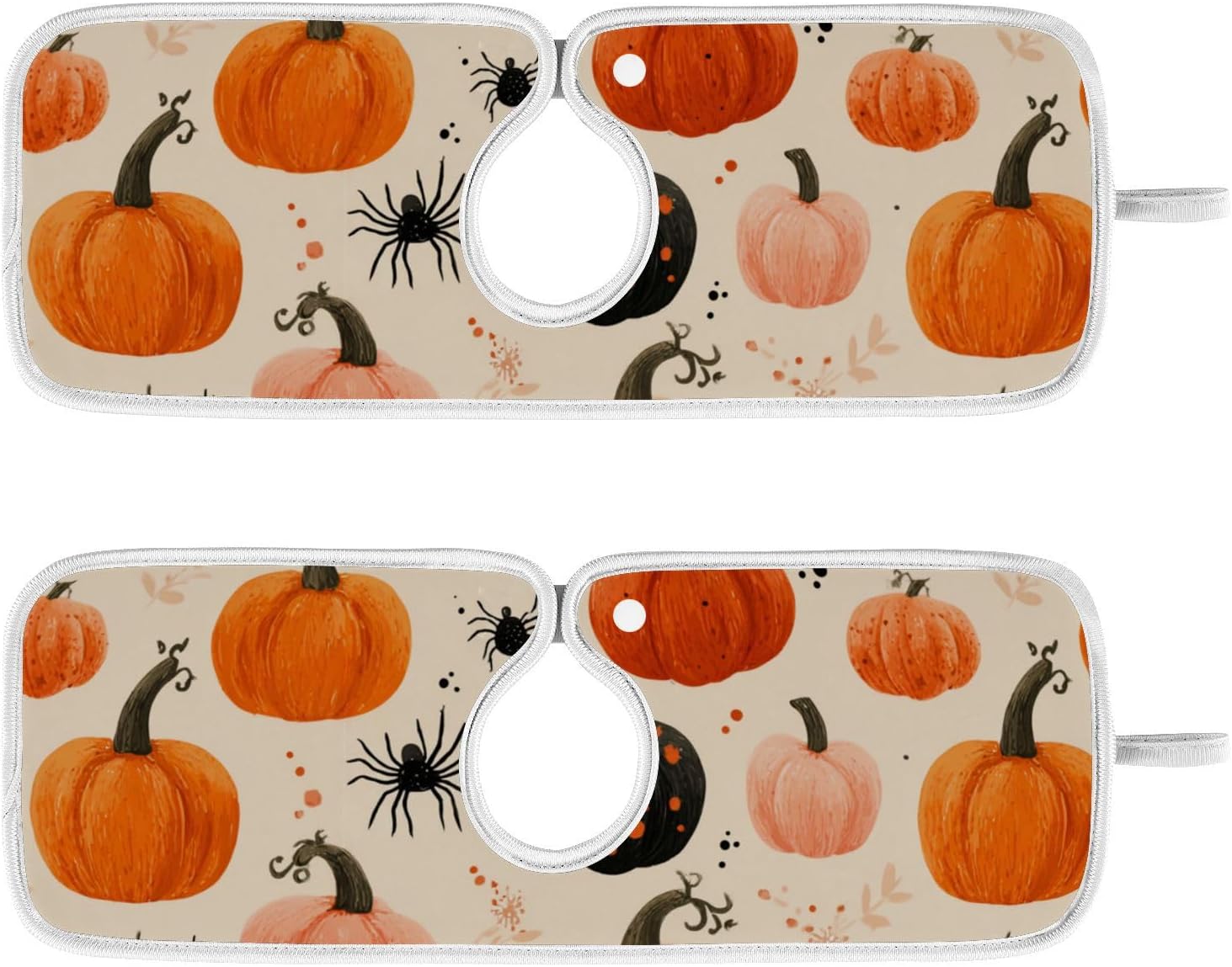Kitchen Faucet Mat Pumpkins Spider Halloween Sink Faucet Dish Drying Mat 2 PCS Sink Protectors pad Splash Guard Drip Catcher Absorbent for Bathroom Counter RV 23x5 in