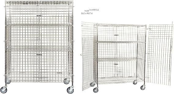 TableTop King NSF Mobile Chrome Wire Security Cage Kit - 24" x 60" x 69"