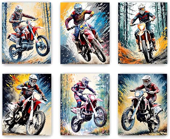 DXOAGXQ Unframed Motocross Wall Art Prints, 8x10 In