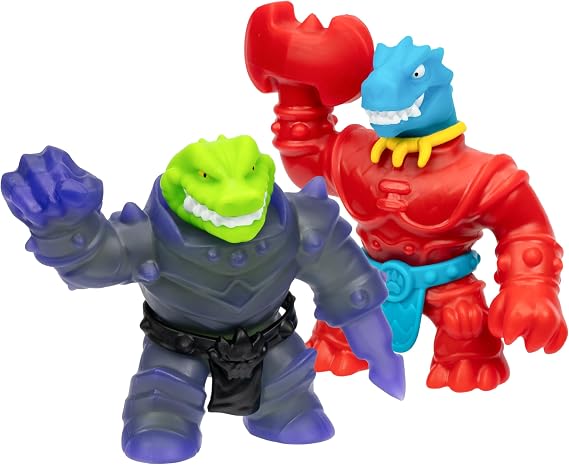 Heroes of Goo Jit Zu Smash Strikers Versus Pack, Tyro Vs Rock Jaw, Goo Filled Action Figures Armored with The Ultimate Smashing Fist Weapons, Stretch Them Up to 3 Times Their Size - Sensory Toys