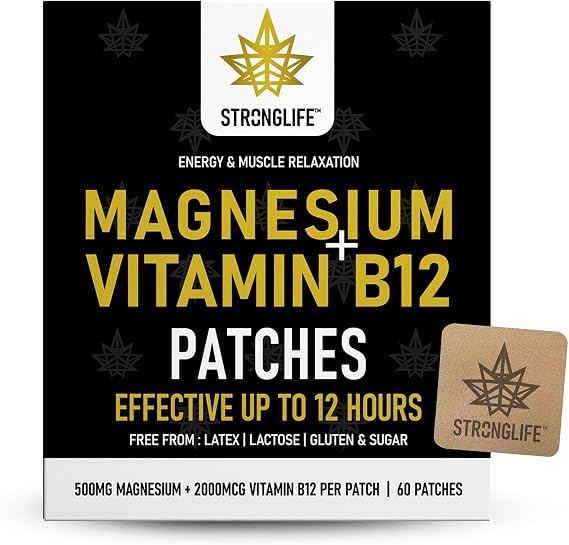 Magnesium & Vitamin B12 Patches – 60 Patches for Energy, Nerve, and Muscle Support | High Absorption, Like Capsules and Powder (60 Patches, Magnesium Vitamin B12)
