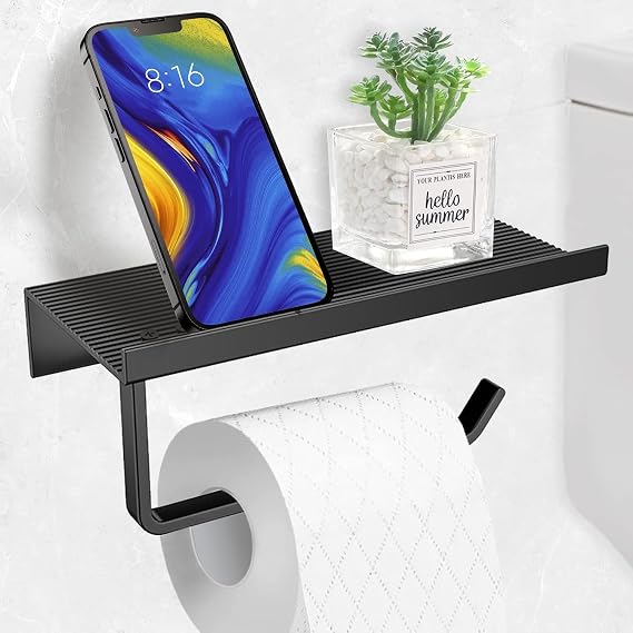 Microcase Duvara Monte Yapışkanlı Tuvalet Kağıdı Askılığı Ve Telefon Tutucu - AL5707 (Gri)
