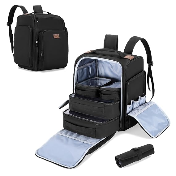 BAFASO Makeup Backpack with 4 Inner Removable Pouches, Black