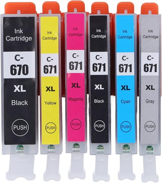 TANIQIACA Output Cartridge Combo Pack 5-Colors and 6-Colors Replacement For PIXMA MG,TS(BK/BK/C/M/Y/GY)