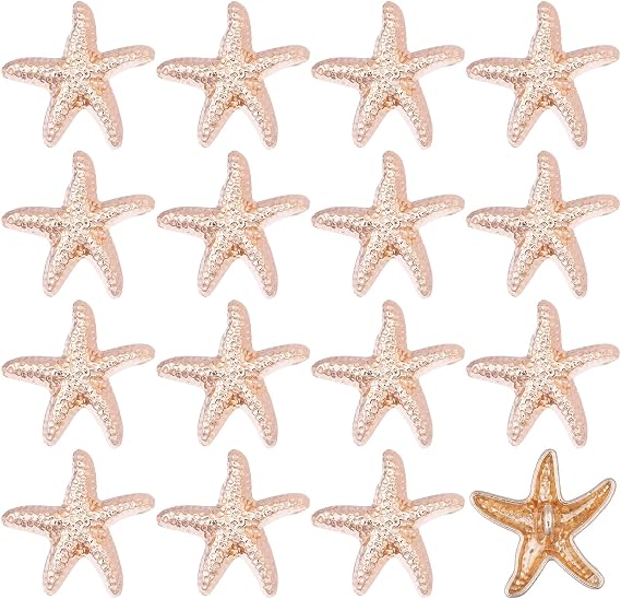 16Pcs Starfish Shaped Shell Buttons 20mm Alloy Antique Metal Shank Buttons Handmade Ocean Seashells Decorative Accessories for Sewing Dresses Suits Shirts Coats Jackets Uniform