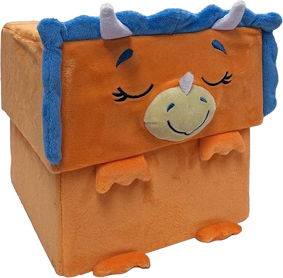 Happy Nappers Adorable Storables Dino Triceratops 8" Plush & Cube Bin