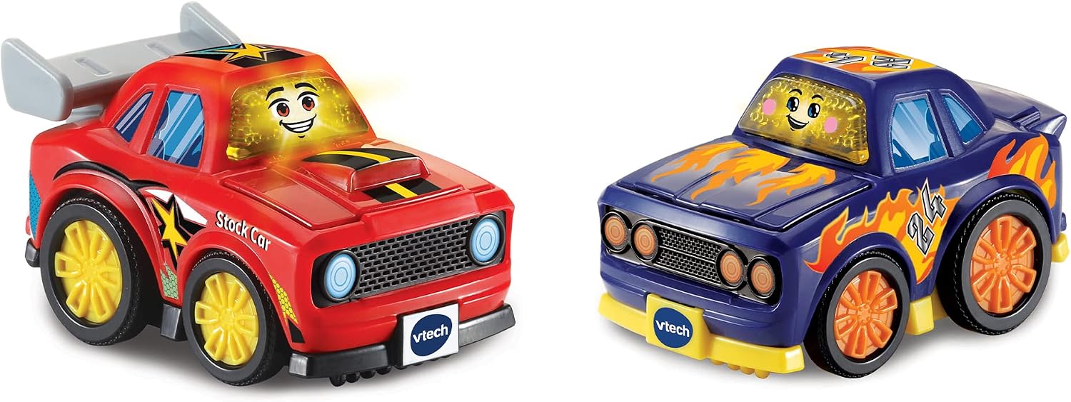 VTech Toot-Toot Drivers 2 Car Racer Pack Stock Car and Race Car| Interactive Toddlers Toy for Pretend Play, Lights & Sounds | For Boys & Girls 12 Months, 2, 3, 4  Years, English Version