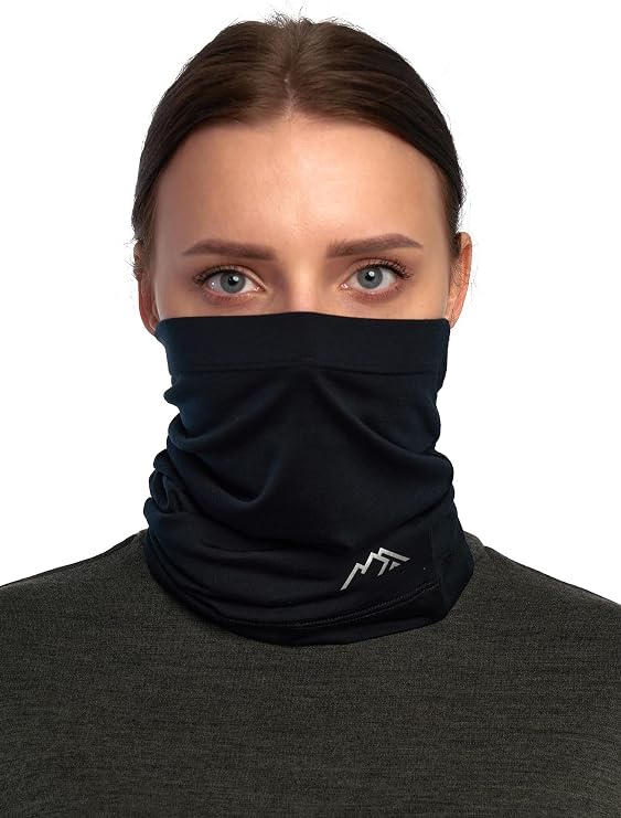 100% Merino Wool Neck Gaiter, 17.5um Face Mask, Unisex Neck Warmer 1-2 Pack