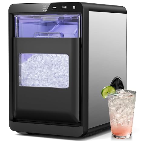 Ice Makers Countertop, 44lbs/24H Self-Cleaning LCD Display Nugget Ice Maker
