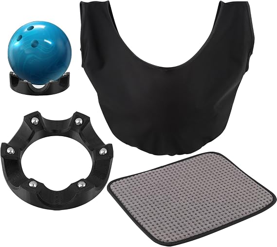 3-in-1 Bowling Basics Accessories Kit, Microfiber Bowling Ball Towel Kit,with Bearing Spinner Holder, Bowlings Ball Cleaner Wipes, Microfiber Bowlings Towel with Easy-Grip Dots