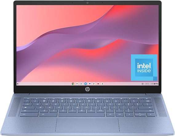 HP Chromebook 14 inch Laptop, HD Display, Intel N100, 4 GB RAM, 64 GB eMMC, Intel UHD Graphics, Chrome OS 14a-nf0010nr (2024)