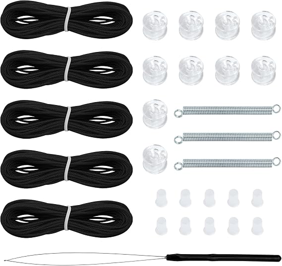 NOVINO RV Blinds Repair Kit for Camper Window,RV Pleated Shade Repair Kit | Camper Blinds RV Window Shade Restringing Kit,Repair and Maintain for RV Day Night Shades-Black