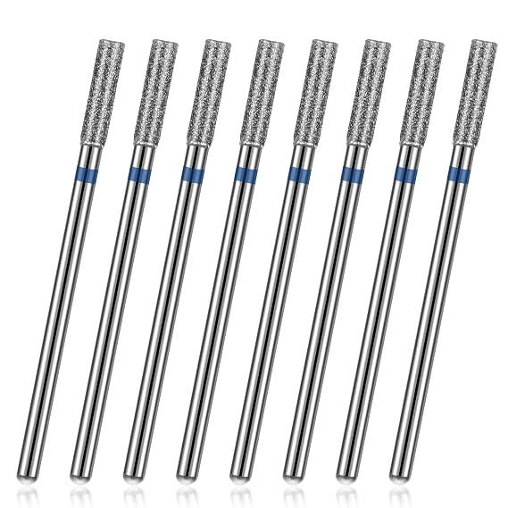 8 Pcs 3/32'' Cuticle Clean Drill Bit Cuticle Nail Drill Bit Set Electric Nail File Machine Cuticle Bits Diamond Nail Bits Manicure Pedicure Polishing Kit with Case for Nail Salon Manicure