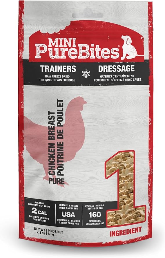 PureBites Mini Chicken Single Ingredient Freeze Dried Dog Treats, 2.1 oz