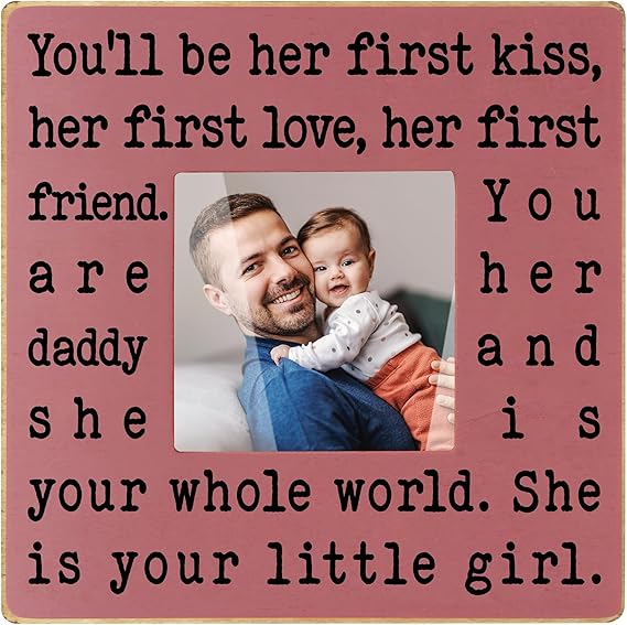 THYGIFTREE First Time Dad Gifts from Daughter Wife - New Dad Picture Frame for Father's Day, Birthday, Christmas, Valentine's Day - Daddy to be and Me 4x4 Girl Dad Frame for Expecting Father