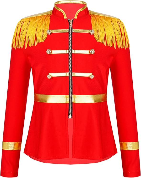 Girls Circus Ringmaster Majorette Costume Tassels Shoulder Jacket Trumpet Team Honor Guard Uniform Fancy Dress up