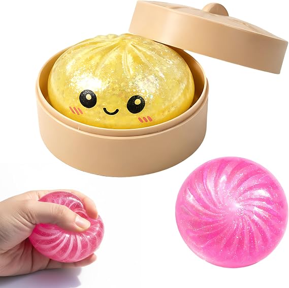2PCS Glitter Dumpling, Mystery Dumpling, Set Collection with Steamer Basket, Gifts for Collectors and Enthusiasts （Random Color）