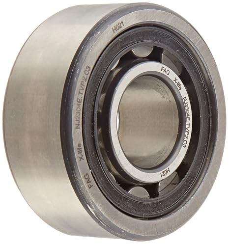 FAG Bearings NJ2304E-TVP2-C3 Single Row Cylindrical Roller Bearing, Straight Bore, Removable Inner Ring, Flanged, High Capacity, Polyamide/Nylon Cage, C3 Clearance, 20mm ID, 52mm OD, 21mm Width