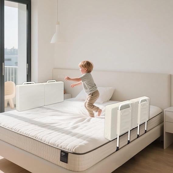 Bed Rail for Toddlers, Adjustable Baby Bed Rail Guard for Twin  Size Beds, Bed Safety Rails for Children with Non-Slip Base, Removable Washable Cover, Easy Installation (4 Pack)