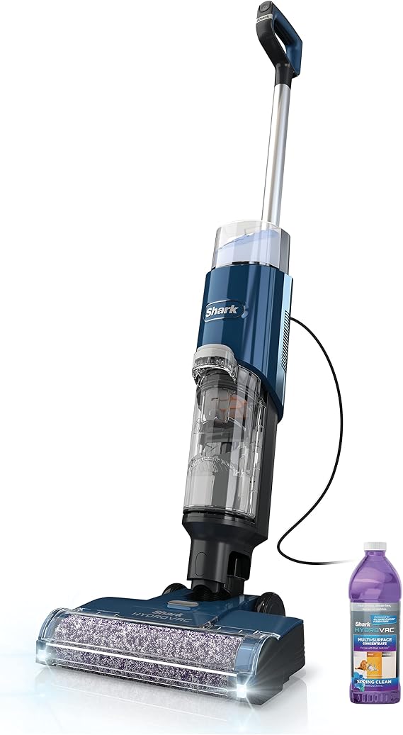 Shark HydroVac XL | 3-in-1 Vacuum, Mop & Self-Cleaning System w/ Antimicrobial Brushroll & Solution for Multi-Surface | Hardwood, Tile, Marble, Area Rug & More | Corded, 38 Qt. Capacity | Navy, WD101