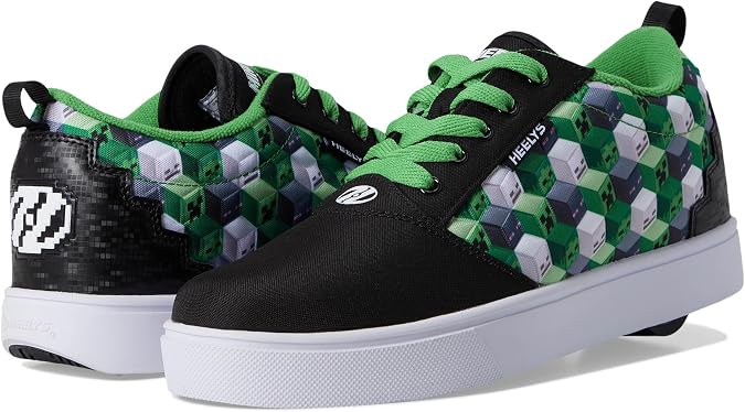 HEELYS, Mens, Minecraft Pro 20 (Little Kid/Big Kid/Adult), Black Leather, 10, Medium