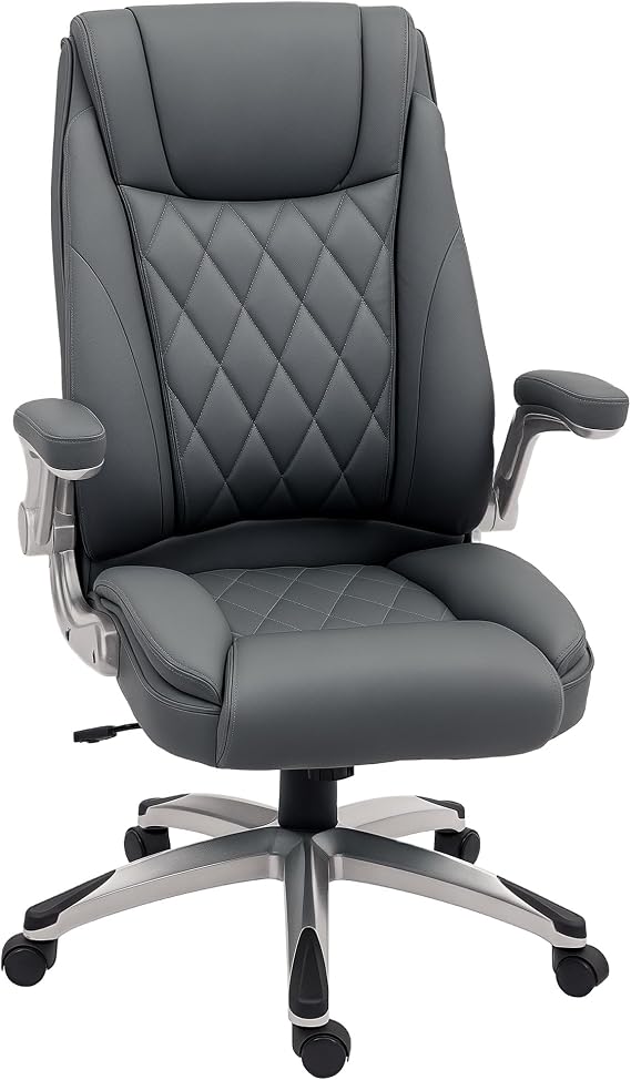 Vinsetto Executive Office Chair with Arms PU Leather Ergonomic Dark Grey