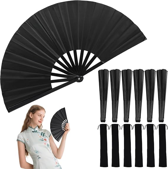 Lenporl Large Folding Hand Fans (6pcs) for Line Dancing