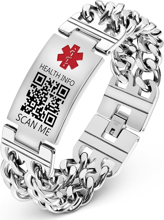 Medical Alert ID Bracelets Men Women with QR Code