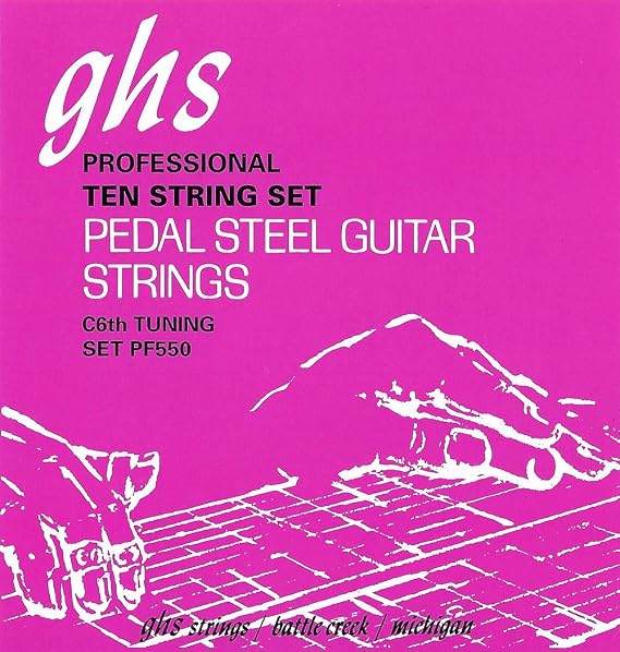 GHS Strings - Pedal Steel Strings - Nickel Rollerwound - Semi-Flat - C6 Tuning - 012-070 - Model: PF550 SET