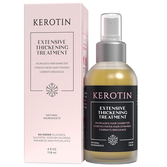 Kerotin Extensive Thickening Treatment Spray for Fine and Thin Hair - Spray I Hair Diameter Booster and Heat Protectant. All-natural, Cruelty and Alcohol-Free, Made in the USA. (1)