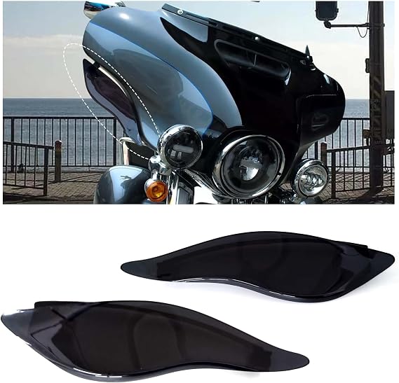 Motorcycle Windshield Air Deflector Side Wing Extended Side Wing for Harley Touring Street Glide Electra Glide Ultra Limited 2014-2024 (Black)