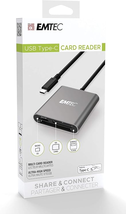 EMTEC ECCAREADT610C Type-C 3-in-1 Card Reader