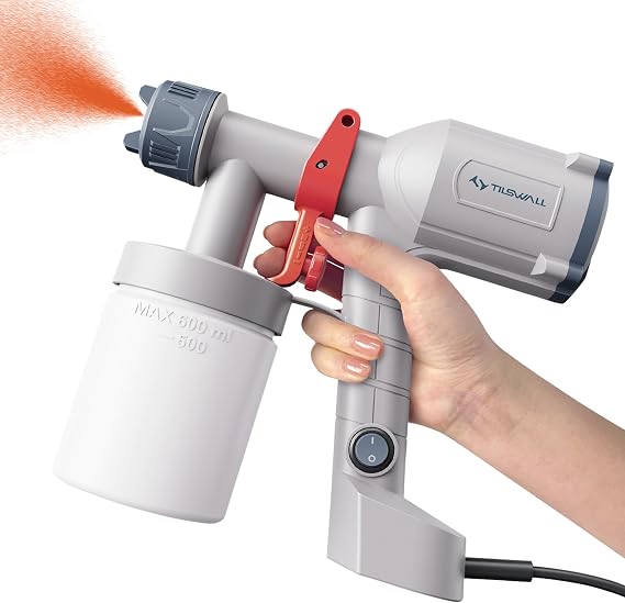 Tilswall Paint Sprayer, 550w Spray Gun Home Electric Paint Gun with 1300ml Detachable Tank max 1200ml/min, 3 Spray Patterns, 3 Nozzle Sizes for Fence, Cabinet, Home Painting (800WBLUE)