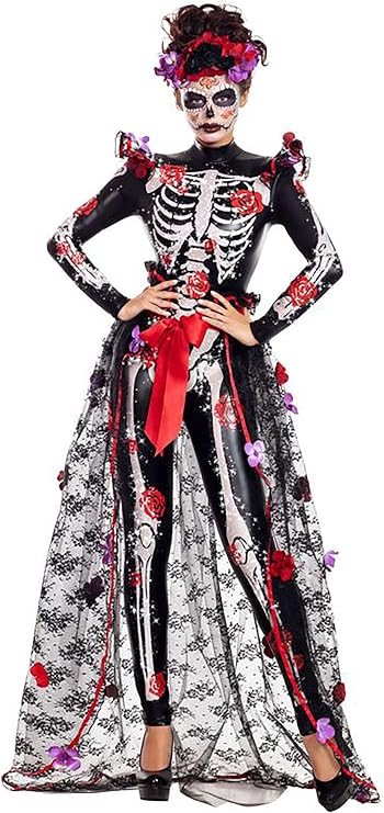 Party King Womens Party King Women's Rosas Day of the Dead Costume