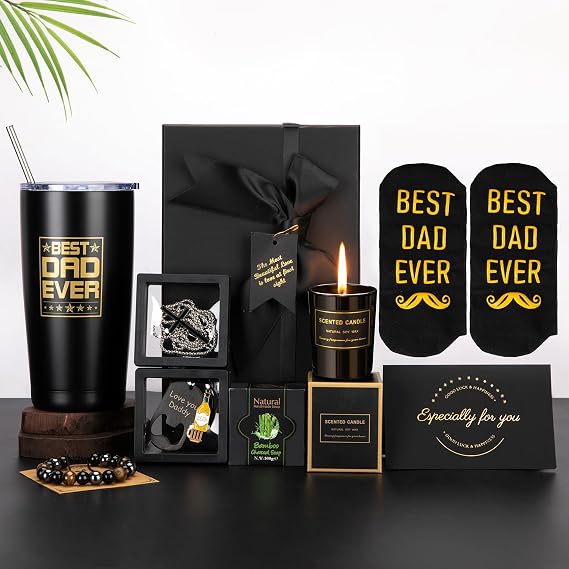 Father's Day Gift,Gifts for Dad from Daughter Son Birthday Gifts for Dad,Best Dad Ever Gifts Man Black Gifts Basket Ideas Set,Birthday Gift Box Birthday Presents for Dad,Husband,Brother,Boyfriend, 1