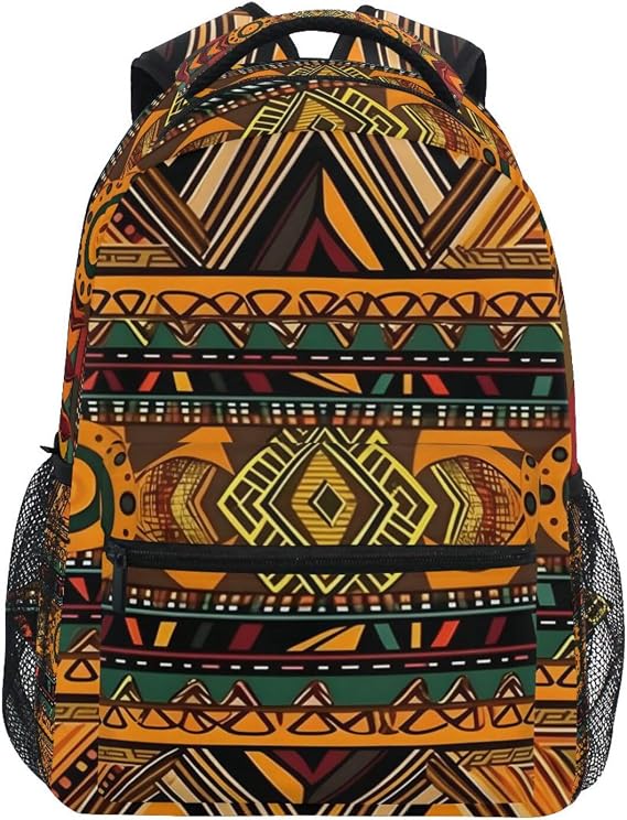 Backpack Tribal Zetec Ethnic Pattern Daypack Shoulder Bag Book Bag Lightweight Back Pack 11.4 16 In