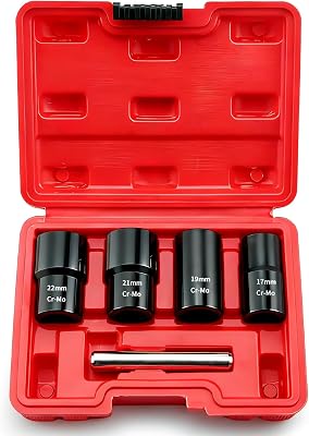 NORTOOLS 5 PCS 12 Twist Socket Set, 6-Point Sockets Nut and Bolt Extractor Tool Kit,Bolt & Stripped Lug Nut Remover Socket Tool for Damaged17 mm, 19 mm, 21 mm, 22 mm
