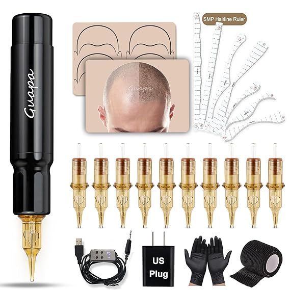 SMP Tattoo Machine Kit Professional Scalp Micropigmentation Pen for Hairline Restoration, Hair Tattoo, and Permanent Makeup (SMP Tattoo Kit1)