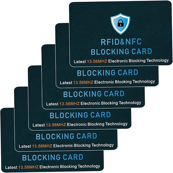 RFID Blocking Card, 6 Pcs Force Field Max Card Protector, CreditCard Protector, Force Field Max Data Blocking Cards, Generation 2 Credit CardProtector, Anti-Theft Contactless NFC Blocker (Blue-1)