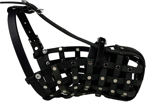 REDLINE K-9 European Leather Basket Dog Muzzle (Small)