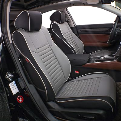 EKR Custom Fit Full Set Car Seat Covers for Select BMW i3 2014 2015 2016 2017 - Leatherette BlackGray