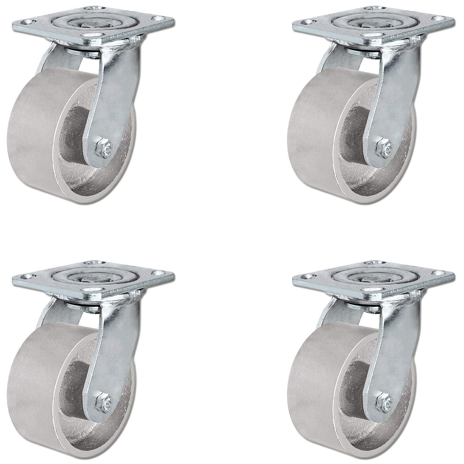 4 Heavy Duty Semi Steel Cast Iron Swivel Casters - 4,000 lb Capacity Set of 4 - CasterHQ Brand - 4x2 Steel Swivel Caster Heavy Duty 4 Pack - Quality Casters