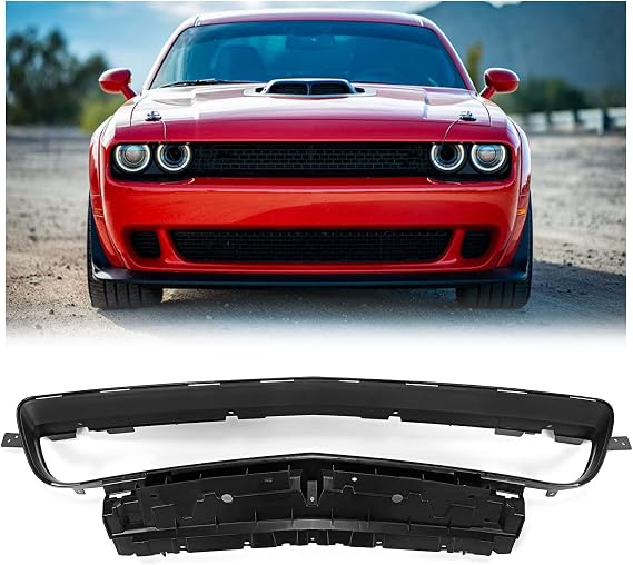 HECASA Front Bumper Lower Grille Reinforcement Compatible with 2015-2022 Dodge Challenger Black Grille Assembly Replacement for 68260158AA CH1037123
