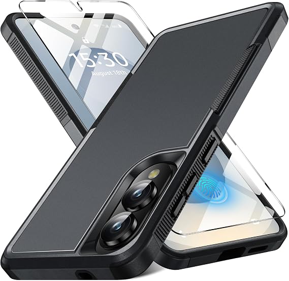 for Samsung Galaxy S25 Edge Case with Screen Protector, [Military Grade Drop Protection] Dual Layer Heavy Duty Shockproof Protective Phone Case for Samsung S25 Edge (Black)