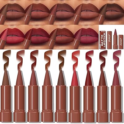 Matte Lip Liner Set Gradient Velvet Lip Crayon with Retractable and Long-Lasting Lipsticks for Women and Gift 9 Pcs #01-#09