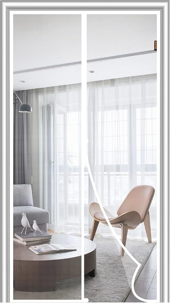 MAGZO Magnetic Screen Door, Fits 30'' x 80'' Door (Mesh 32'' x 81''), White
