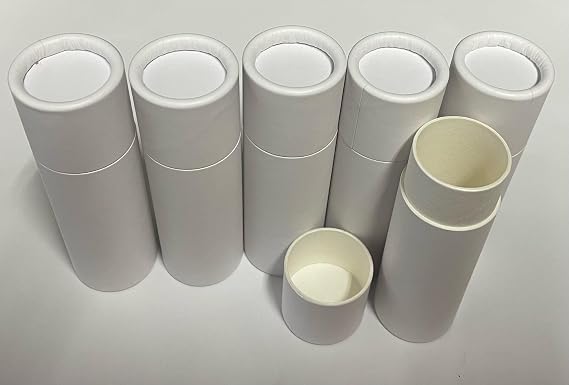 Empty Cardboard Deodorant Containers - Push-up style, top-fill, reusable and biodegradable 1.0 oz (6 Count (Pack of 1), White)
