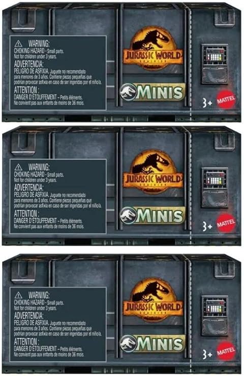 Jurassic World Dominion Minis Surprise Pack Box Bundle of 3 Mini Dinosaur Figures | 1.125" Scale Companion Figures Mattel Ages 3+